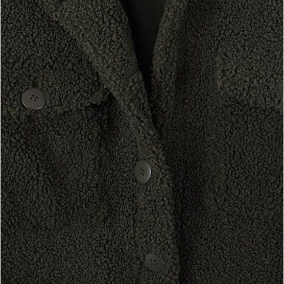 Sanctuary XL Green Fuzzy Collared Faux Fur Short Coat has Missing Button - Picture 6 of 11